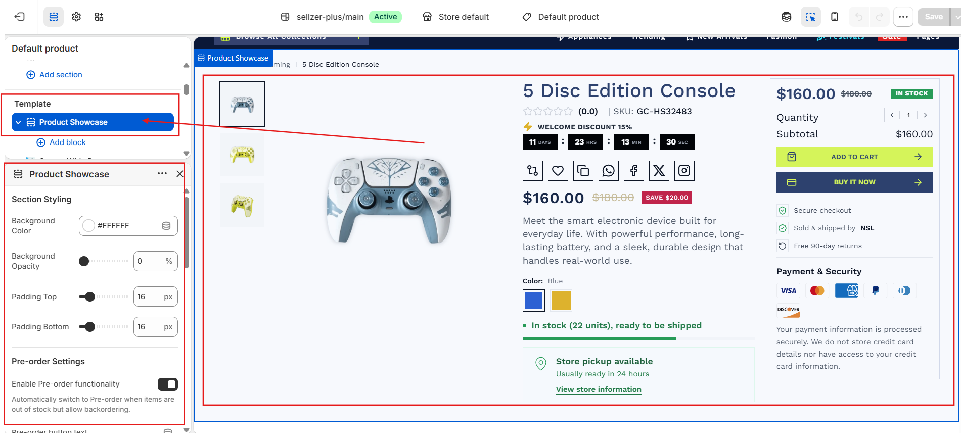 Product Showcase Section (Full-Width Preview)